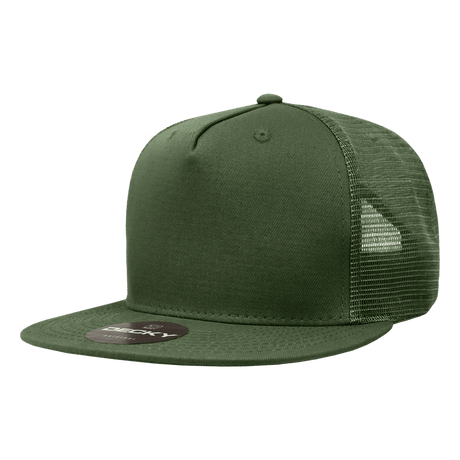 Decky 5 Panel High Profile Structured Cotton Blend Trucker | Decky 1040 Olive Standard