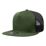 Decky 5 Panel High Profile Structured Cotton Blend Trucker | Decky 1040 Olv/Blk Standard