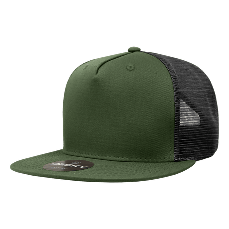 Decky 5 Panel High Profile Structured Cotton Blend Trucker | Decky 1040 Olv/Blk Standard