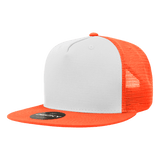 Decky 5 Panel High Profile Structured Cotton Blend Trucker | Decky 1040 Orn/Wht/Orn Standard
