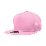Decky 5 Panel High Profile Structured Cotton Blend Trucker | Decky 1040 Pink OSFM