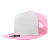Decky 5 Panel High Profile Structured Cotton Blend Trucker | Decky 1040 Pnk/Wht/Pnk Standard