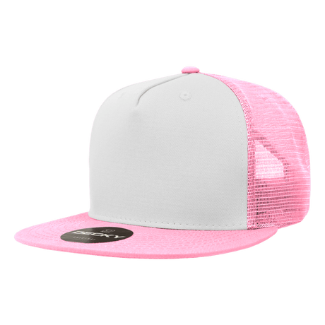 Decky 5 Panel High Profile Structured Cotton Blend Trucker | Decky 1040 Pnk/Wht/Pnk Standard