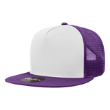 Decky 5 Panel High Profile Structured Cotton Blend Trucker | Decky 1040 Pur/Wht/Pur Standard