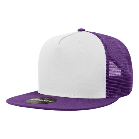 Decky 5 Panel High Profile Structured Cotton Blend Trucker | Decky 1040 Pur/Wht/Pur Standard