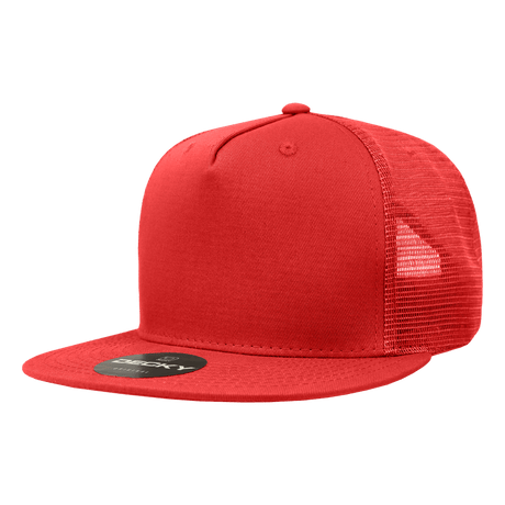 Decky 5 Panel High Profile Structured Cotton Blend Trucker | Decky 1040 Red Standard