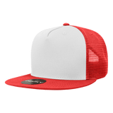 Decky 5 Panel High Profile Structured Cotton Blend Trucker | Decky 1040 Red/Wht/Red Standard