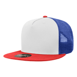 Decky 5 Panel High Profile Structured Cotton Blend Trucker | Decky 1040 Red/Wht/Ryl Standard