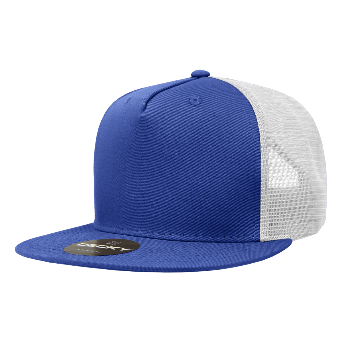 Decky 5 Panel High Profile Structured Cotton Blend Trucker | Decky 1040 Ryl/Wht Standard