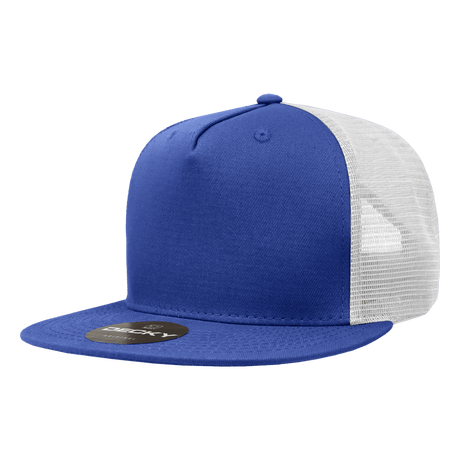 Decky 5 Panel High Profile Structured Cotton Blend Trucker | Decky 1040 Ryl/Wht Standard