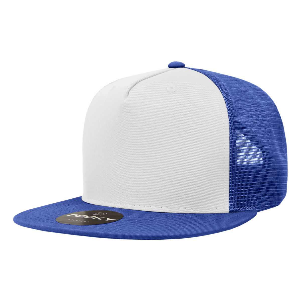 Decky 5 Panel High Profile Structured Cotton Blend Trucker | Decky 1040 Ryl/Wht/Ryl Standard