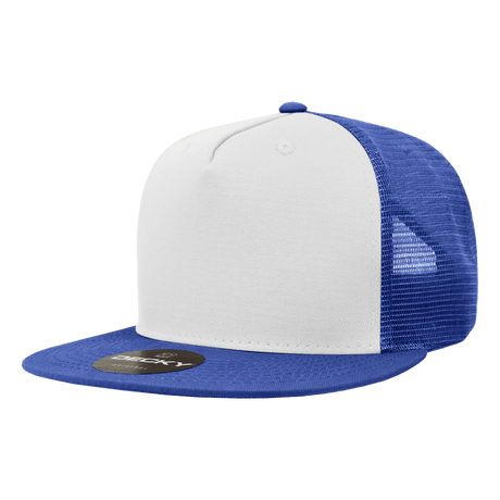 Decky 5 Panel High Profile Structured Cotton Blend Trucker | Decky 1040 Ryl/Wht/Ryl Standard