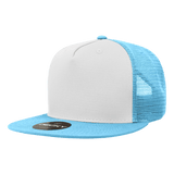 Decky 5 Panel High Profile Structured Cotton Blend Trucker | Decky 1040 Sky/Wht/Sky Standard
