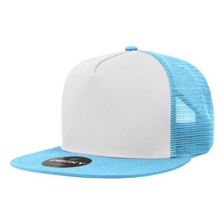 Decky 5 Panel High Profile Structured Cotton Blend Trucker | Decky 1040 Sky/Wht/Sky Standard