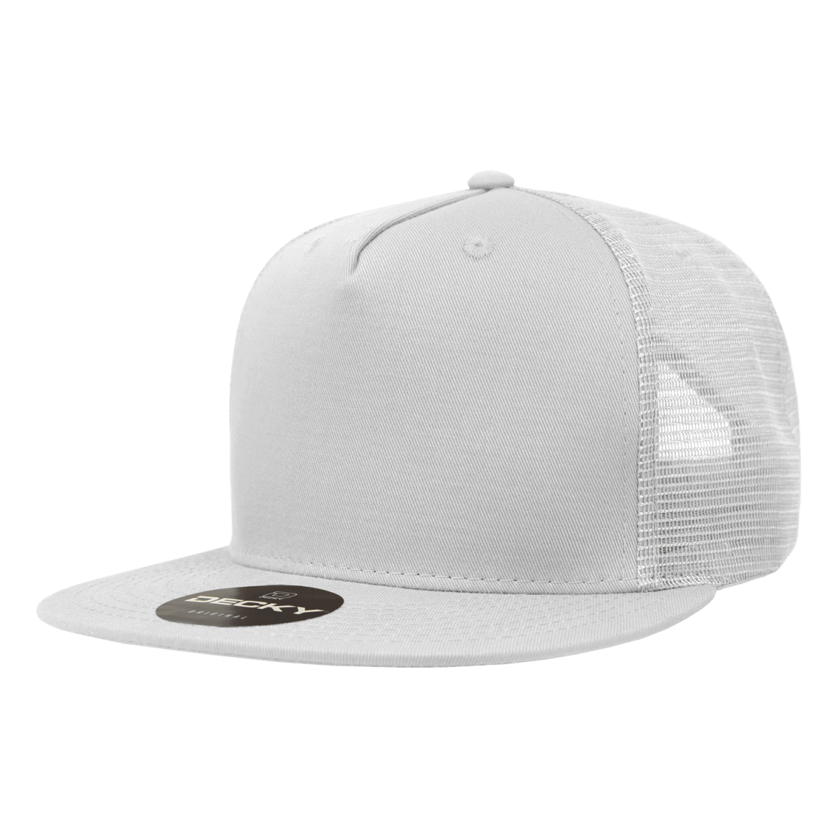 Decky 5 Panel High Profile Structured Cotton Blend Trucker | Decky 1040 White Standard