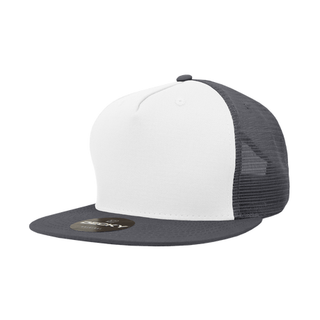 Decky 5 Panel High Profile Structured Cotton Blend Trucker | Decky 1040 Wht/Cha OSFM