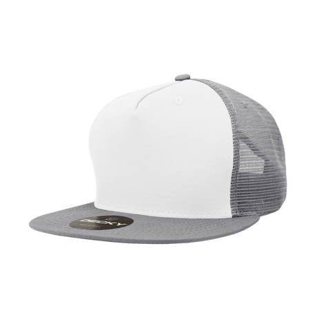 Decky 5 Panel High Profile Structured Cotton Blend Trucker | Decky 1040 Wht/Gry OSFM