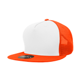Decky 5 Panel High Profile Structured Cotton Blend Trucker | Decky 1040 Wht/Orange OSFM