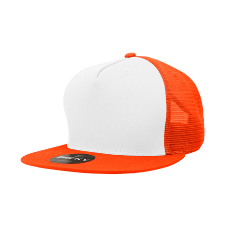 Decky 5 Panel High Profile Structured Cotton Blend Trucker | Decky 1040 Wht/Orange OSFM