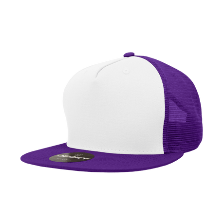 Decky 5 Panel High Profile Structured Cotton Blend Trucker | Decky 1040 Wht/Purple OSFM