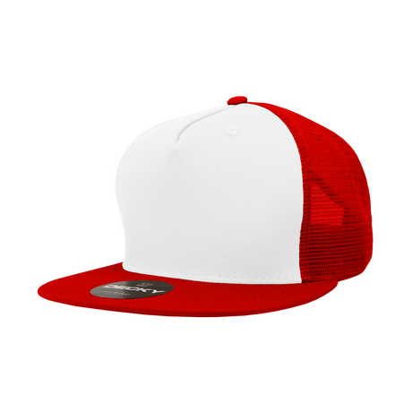 Decky 5 Panel High Profile Structured Cotton Blend Trucker | Decky 1040 Wht/Red OSFM