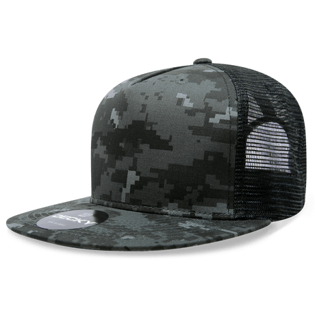 Decky 5 Panel High Profile Structured Cotton/Poly Blend Trucker | Decky 1063 NTG/BLK OSFM