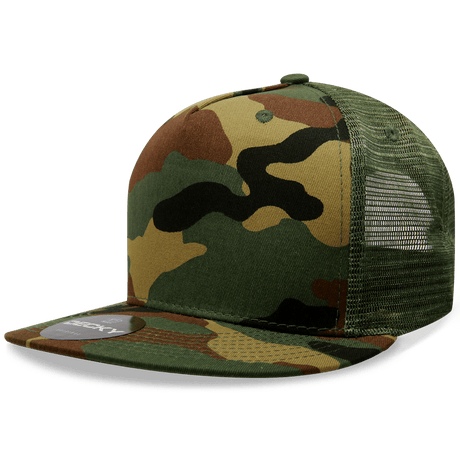 Decky 5 Panel High Profile Structured Cotton/Poly Blend Trucker | Decky 1063 Woodland OSFM
