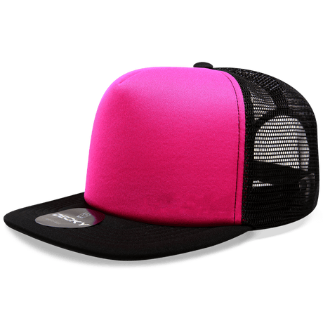 Decky 5 Panel High Profile Structured Foam Trucker | Decky 1080 Hot PINK/BLK OSFM