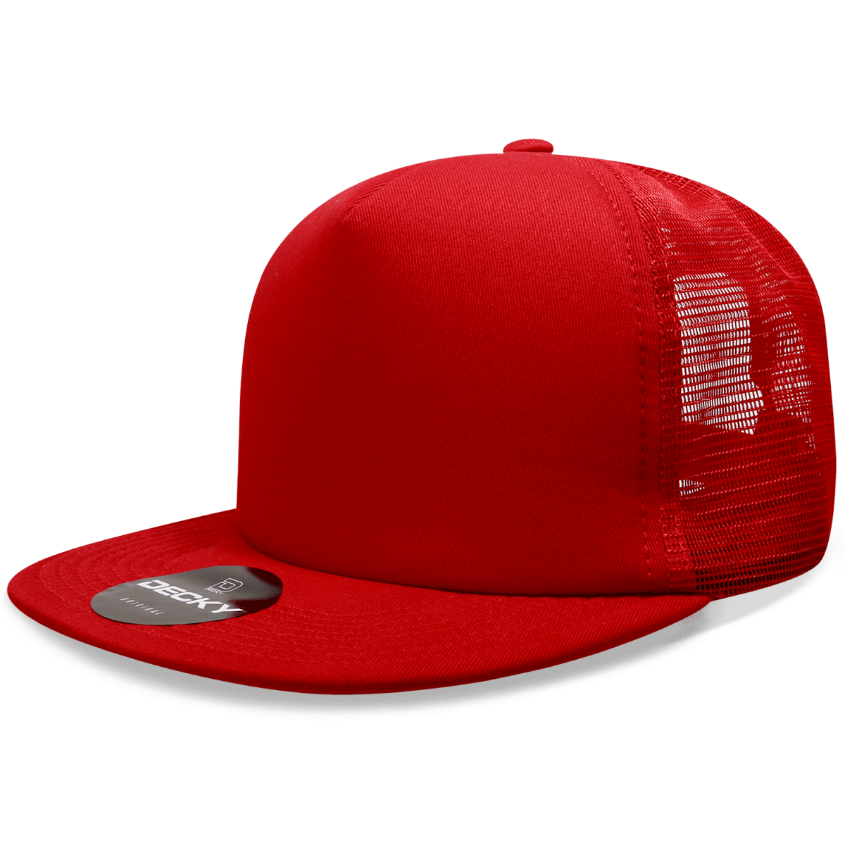 Decky 5 Panel High Profile Structured Foam Trucker | Decky 1080 Red/Red OSFM