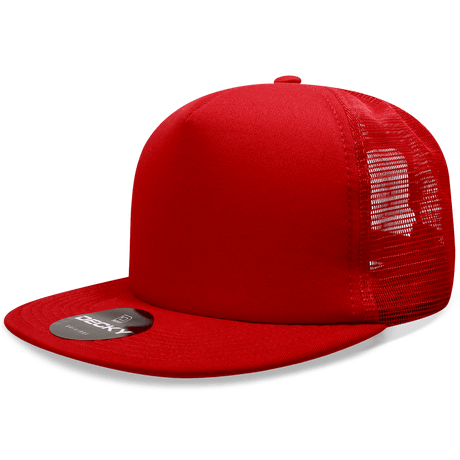 Decky 5 Panel High Profile Structured Foam Trucker | Decky 1080 Red/Red OSFM