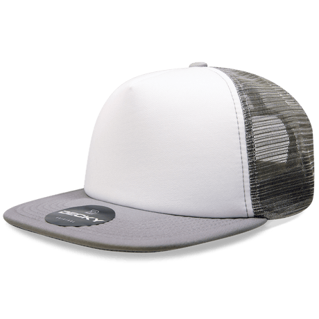 Decky 5 Panel High Profile Structured Foam Trucker | Decky 1080 White/Grey OSFM