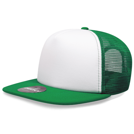 Decky 5 Panel High Profile Structured Foam Trucker | Decky 1080 White/Kelly OSFM