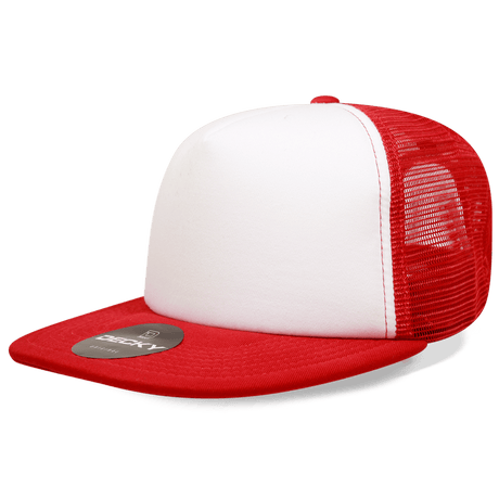 Decky 5 Panel High Profile Structured Foam Trucker | Decky 1080 White/Red OSFM