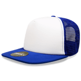 Decky 5 Panel High Profile Structured Foam Trucker | Decky 1080 White/Royal OSFM