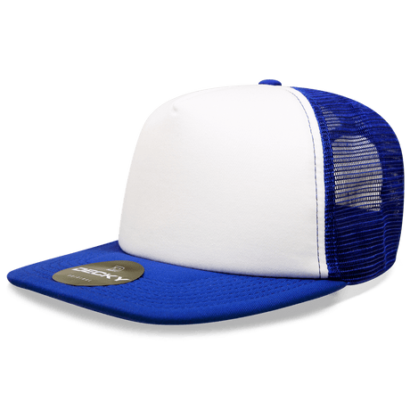 Decky 5 Panel High Profile Structured Foam Trucker | Decky 1080 White/Royal OSFM