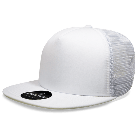 Decky 5 Panel High Profile Structured Foam Trucker | Decky 1080 White/White OSFM