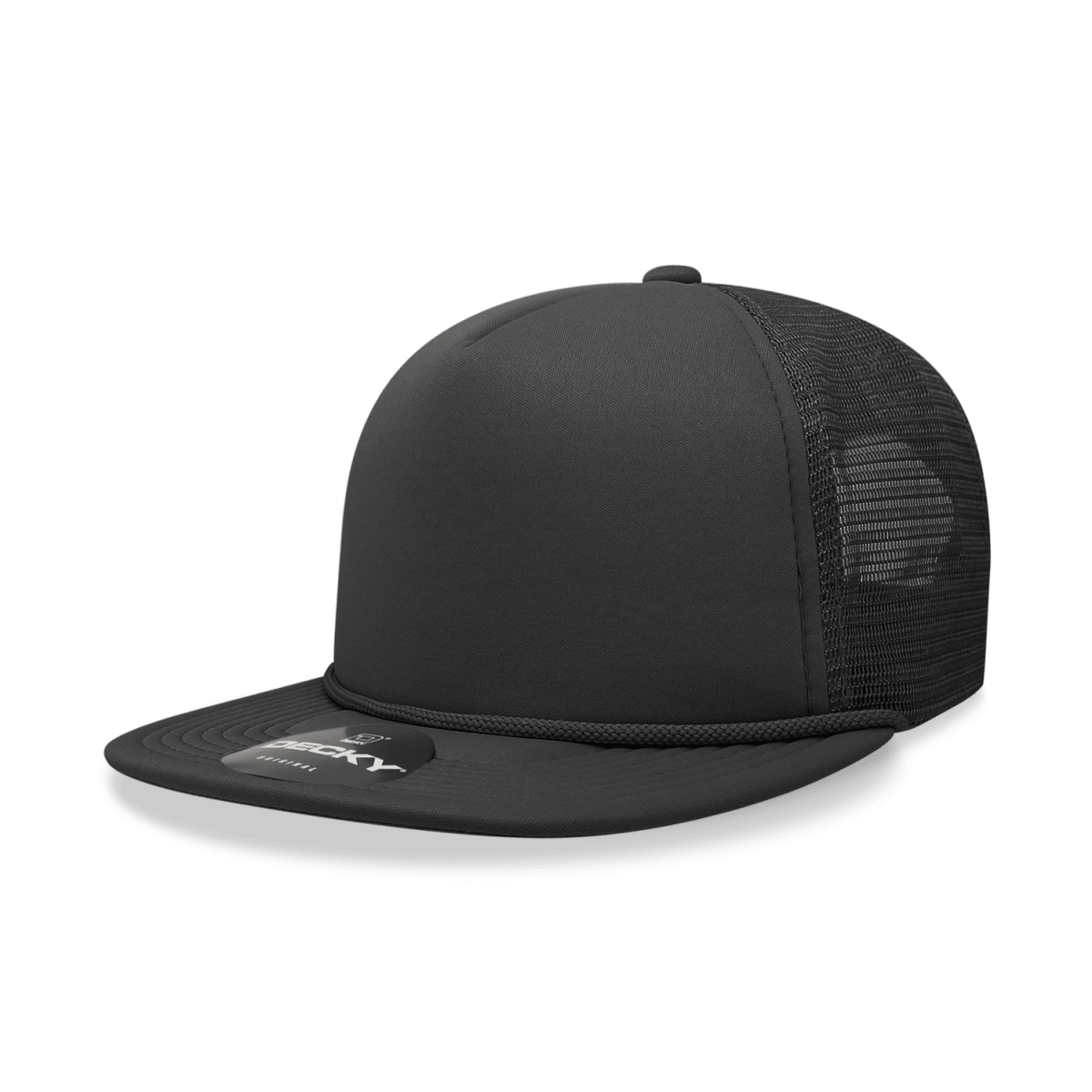 Decky 5 Panel High Profile Structured Foam Trucker | Decky 6026 Black Standard