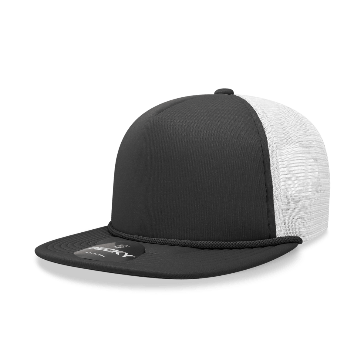 Decky 5 Panel High Profile Structured Foam Trucker | Decky 6026 Black/White Standard