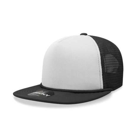 Decky 5 Panel High Profile Structured Foam Trucker | Decky 6026 Black/White/Black Standard