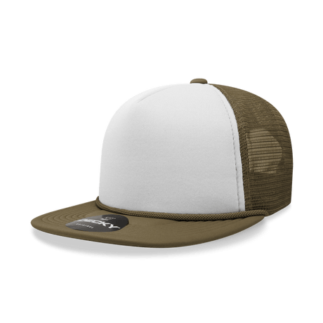 Decky 5 Panel High Profile Structured Foam Trucker | Decky 6026 Brown/White/Brown Standard