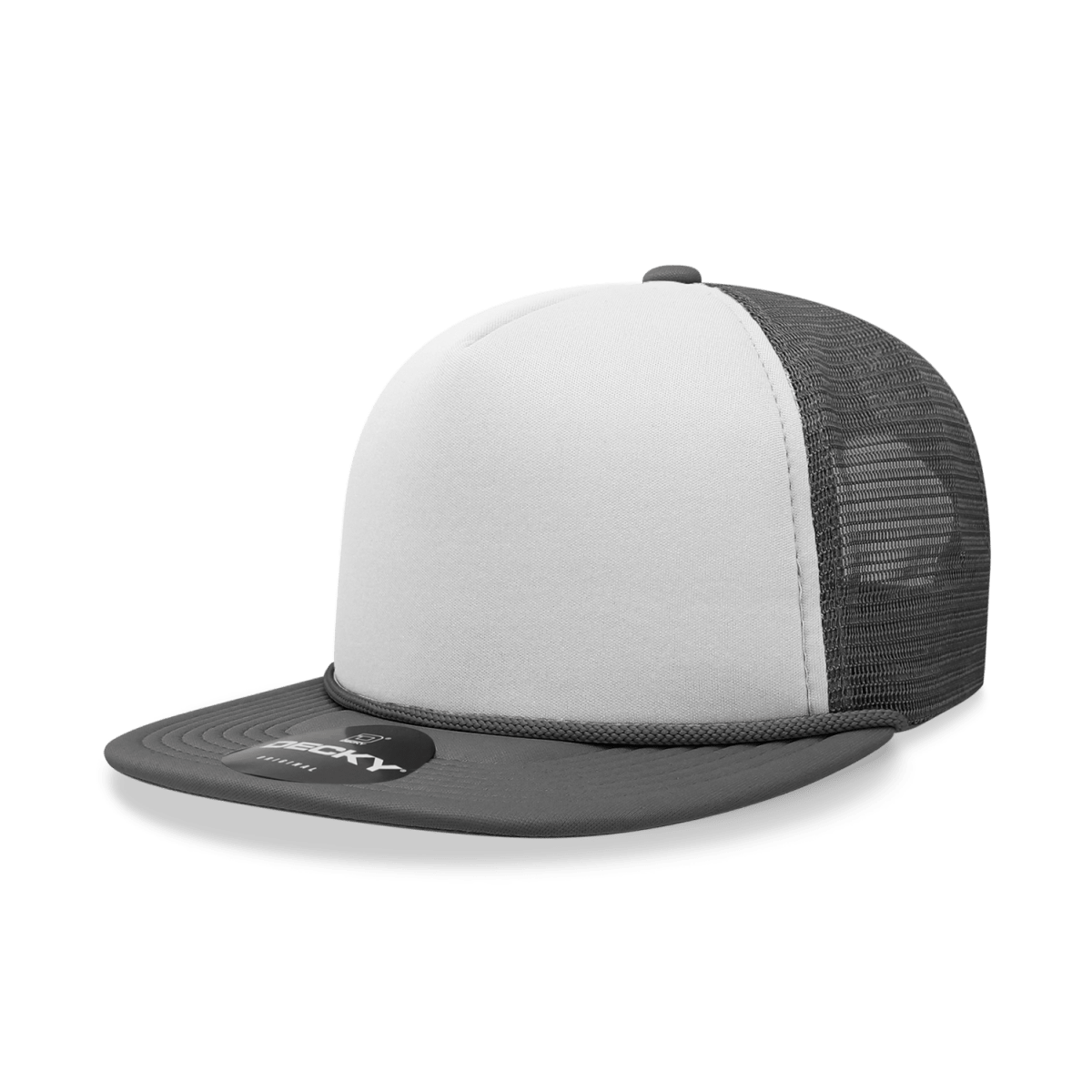 Decky 5 Panel High Profile Structured Foam Trucker | Decky 6026 Charcoal/White/Charcoal Standard
