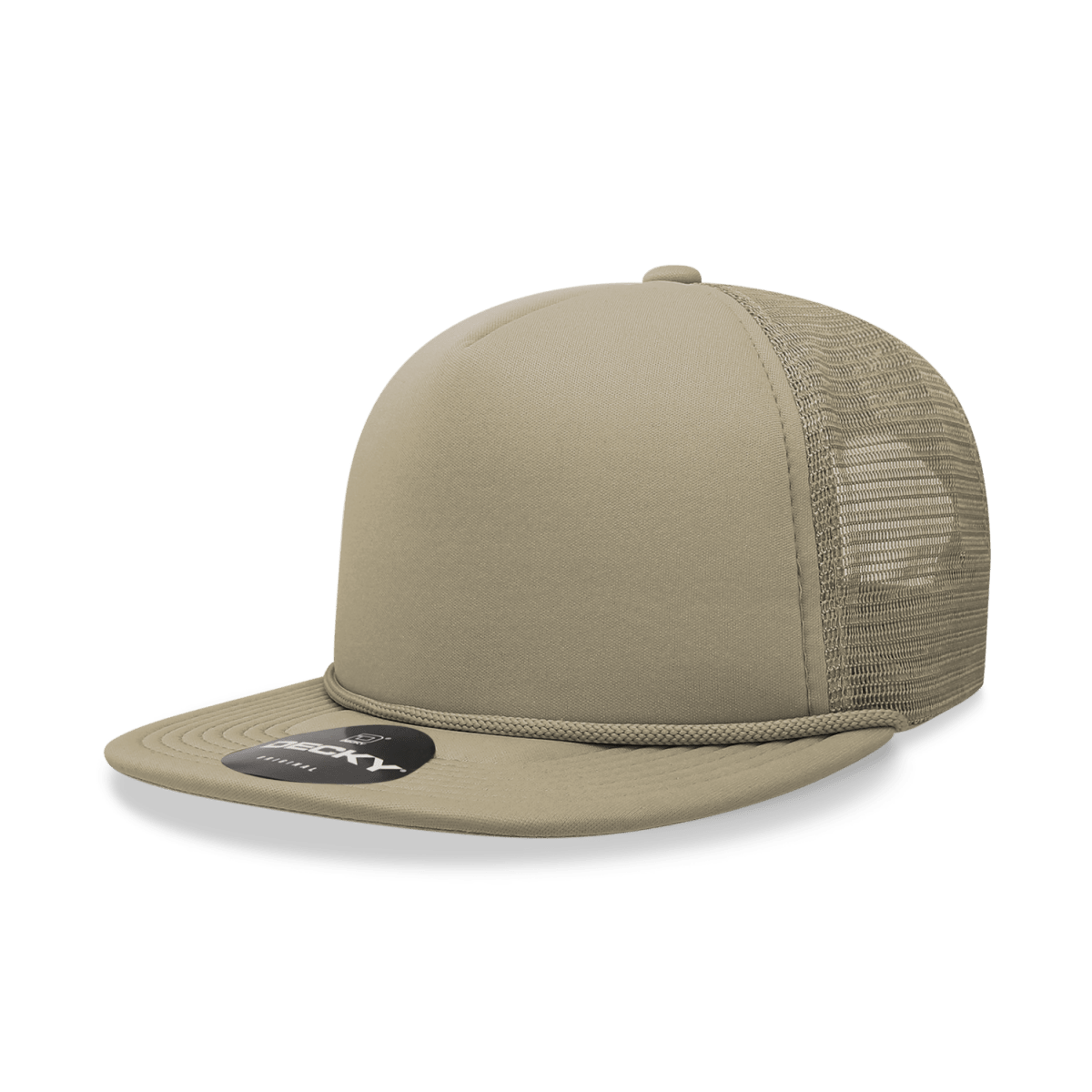 Decky 5 Panel High Profile Structured Foam Trucker | Decky 6026 Khaki Standard