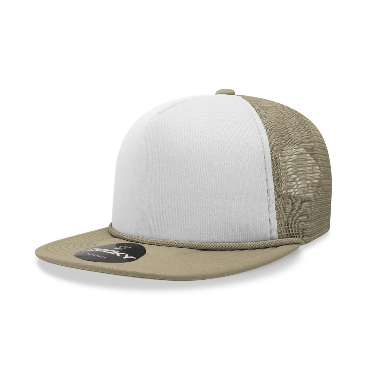 Decky 5 Panel High Profile Structured Foam Trucker | Decky 6026 Khaki/White/Khaki Standard