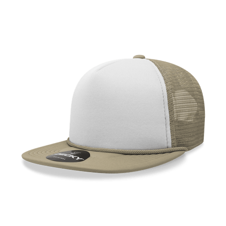 Decky 5 Panel High Profile Structured Foam Trucker | Decky 6026 Khaki/White/Khaki Standard