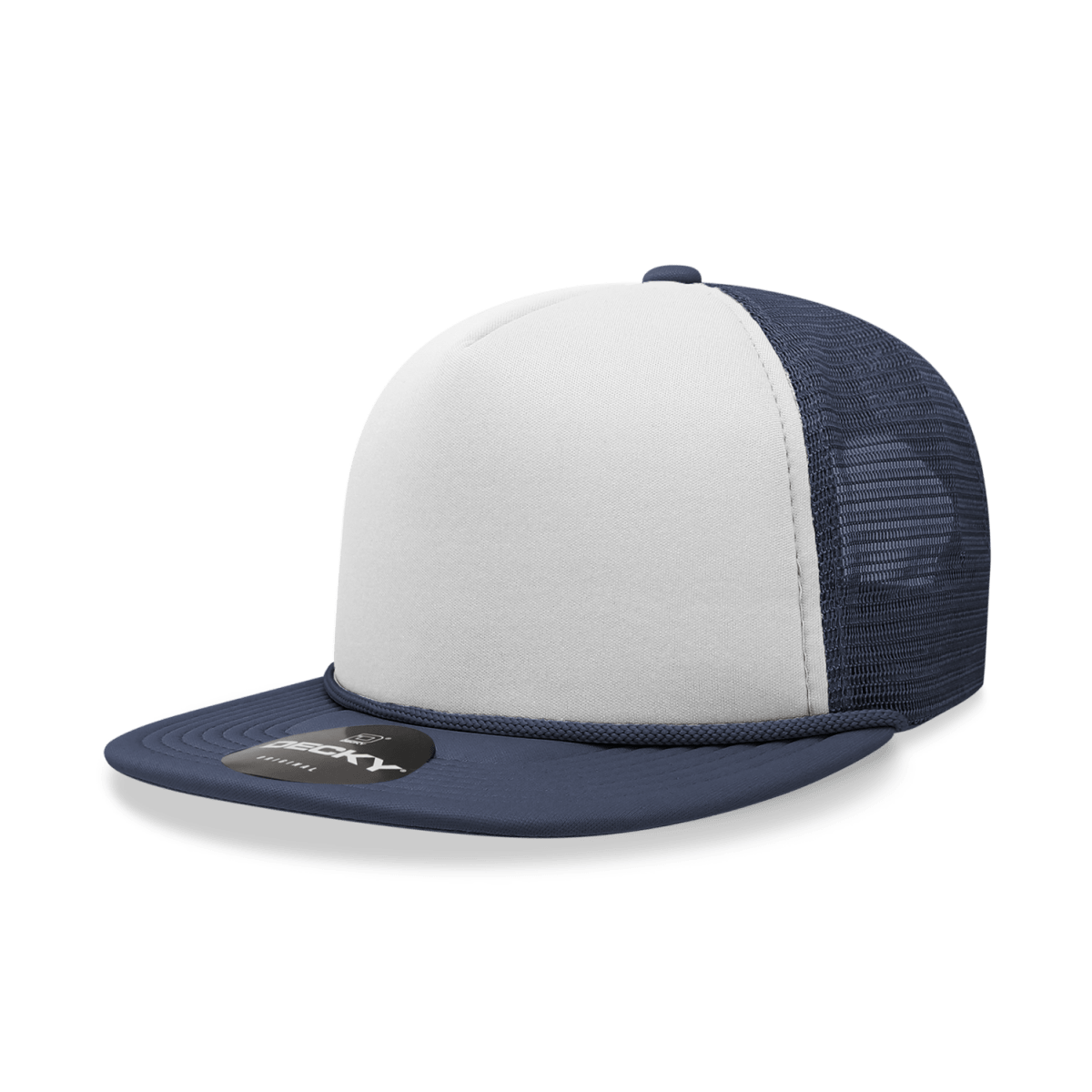 Decky 5 Panel High Profile Structured Foam Trucker | Decky 6026 Navy/White/Navy Standard