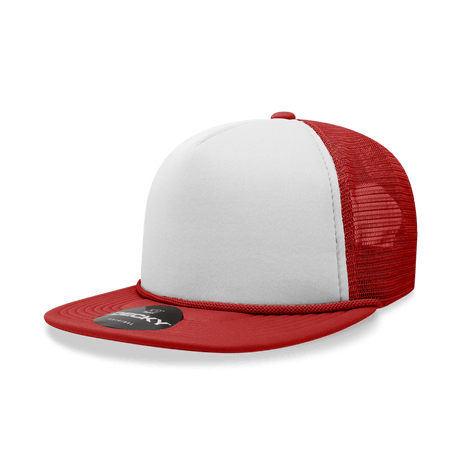 Decky 5 Panel High Profile Structured Foam Trucker | Decky 6026 Red/White/Red Standard