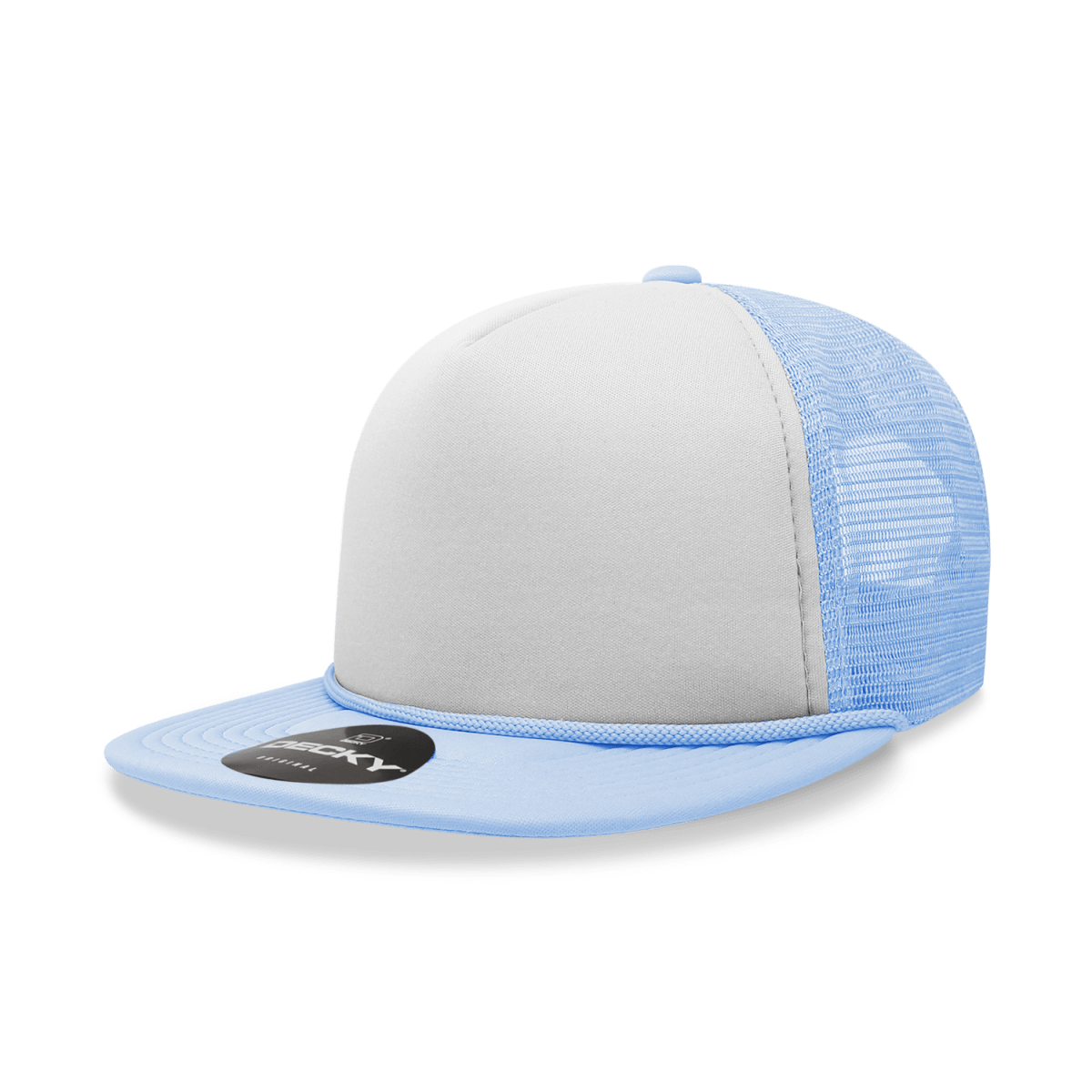 Decky 5 Panel High Profile Structured Foam Trucker | Decky 6026 Sky/White/Sky Standard