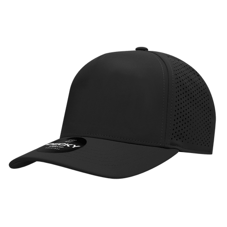 Decky 5 Panel High Profile Structured Perforated Performance Cap | Decky 6045 Black Standard Hats