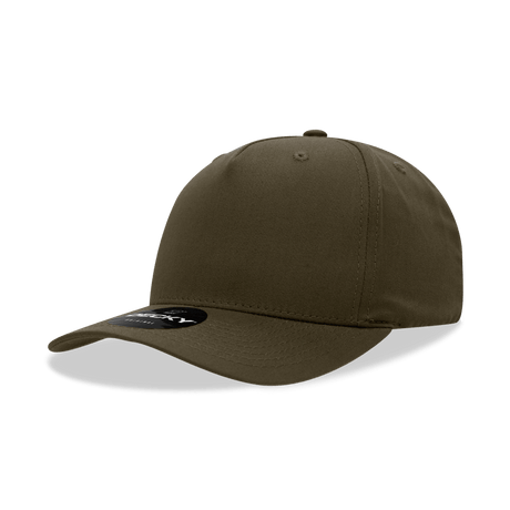 Decky 5 Panel Mid Profile Structured Cotton Blend Cap | Decky 6024 Brown Standard Hats