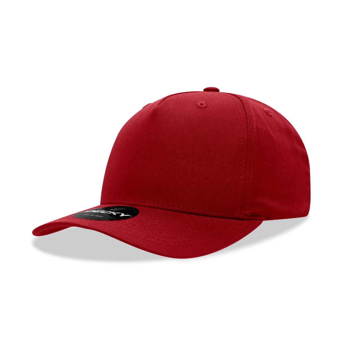 Decky 5 Panel Mid Profile Structured Cotton Blend Cap | Decky 6024 Cardinal Standard Hats